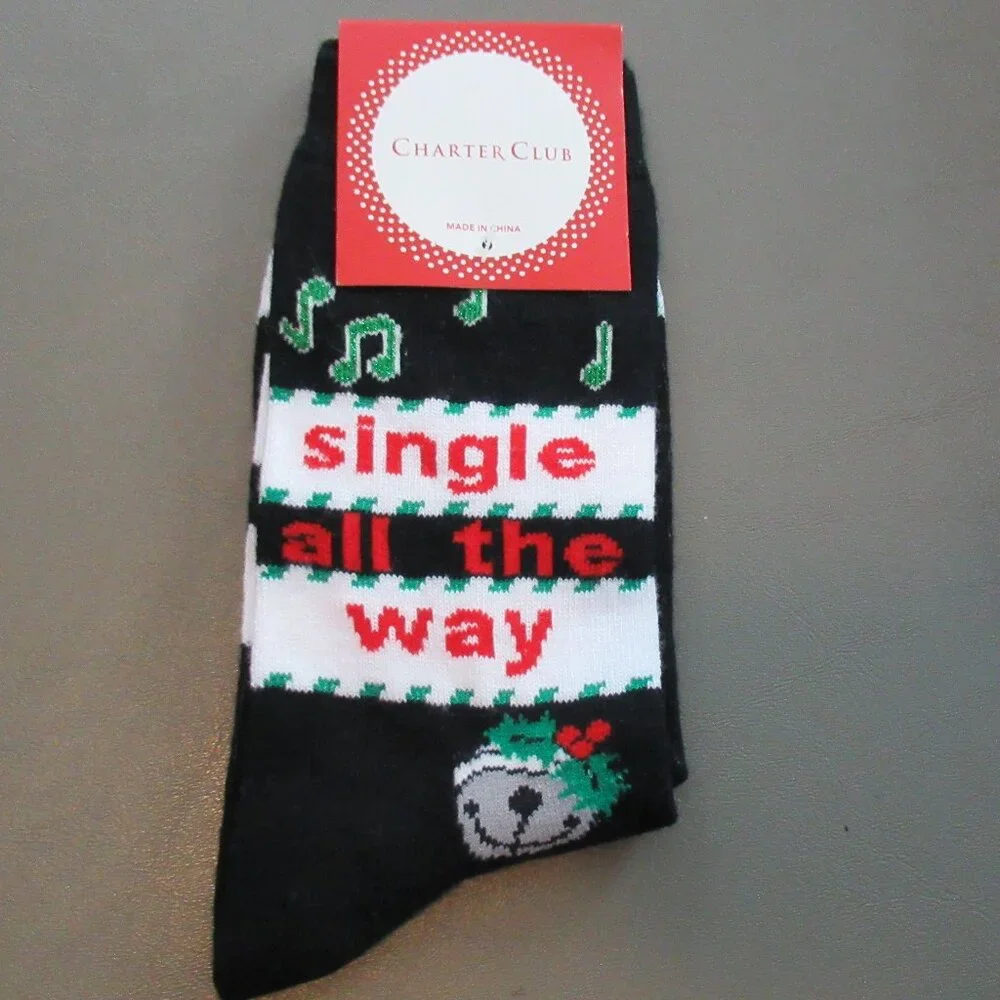 Charter Club Women's Single All The Way Crew Socks, 1 Pair, Black, One Size